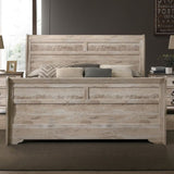 Imerland Contemporary White Wash Finish Bedroom Set with King Sleigh Bed, Dresser, Mirror, T2574P201567