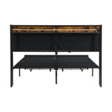 Full Bed Frame with Storage, Bed Frame with LED Lights Upholstered Headboard and 2 Drawers, USB & W311P284695