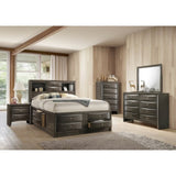 1Pc Contemporary 2 Drawer Nightstand End Table Jewelry Tray Gray Finish Solid Wood Wooden Bedroom ESFCRMB4270-2