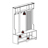 Hall Tree with Shoe Bench, Coat Rack ,Shoe Storage ,Storage Shelves and Pegboard, for Hallways, W757P148146