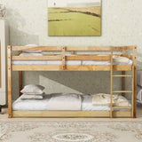 ZNTS Solid Wooden , Solid Rubber Wooden Twin over Twin Loft Bed with Ladder ,Upper and Bottom Bed W504P191652