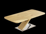 47.25 "-63" Dining Table, Original Wood Color, Seating 4-6 People, Retractable Table, Cross Metal W757P270705