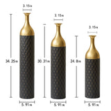 Black and Gold Metal Vase Set of 3 Floor Vases Ideal for Mother's Day Gift Wedding Decoration W2796P278078