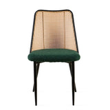 Green Rattan Dining Chairs Set of 4,Boucle Chairs with Natural Cane Back, Upholstered Dining Room W1164P218674