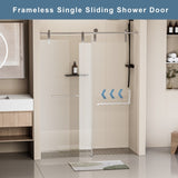 ZNTS 44-48 in. W x 76 in. H Frameless Shower Door, Single Sliding Shower Door, 5/16" Clear Tempered W1920P181730