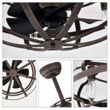 Best sells Modern Enclosed Fan Indoor with Remote Control and Bladeless Rust Red Industrial W159268333