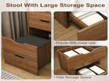 3-in-1 Vanity Desk with Lighted Mirror & Stool, Flip Top Makeup Dressing Table, Compact Storage for 25126559