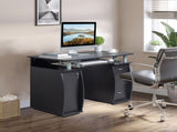 115* 55*74cm 15mm MDF Portable 1pc Door with 3pcs Drawers Computer Desk Black 76034745