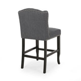 Vienna Contemporary Fabric Tufted Wingback 27 Inch Counter Stools, Set of 2, Charcoal and Dark Brown 64855.00CHAR