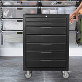 7-Drawering Tool Chest Cabinet, Large Capacity Metal Tool Box with Wheels and Cylinder Locking, W3037P242000