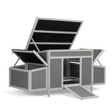 ZNTS Weatherproof Wood Chicken Coop with Nesting Boxes, Indoor Outdoor, Gray W2181P151916