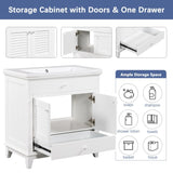 ZNTS 30" Bathroom Vanity with Sink, Bathroom Cabinet with Two Doors and One Drawer, White 53306359