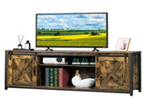 3-layer Double Barn Door with Sliding Rail X-shaped Panel TV Cabinet MDF with Triamine Retro Brown 94882860