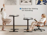 Adjustable Overbed Table with Wheels, Mobile Rolling Laptop Desk, Tilting Bedside Table for Laptop, 93475931