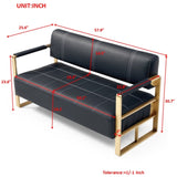 57.9" Width Modern Upholstery Faux Bonded Leather Loveseat Sofa Living Room Accent Love Seats W1117142874