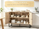31.5" Modern Buffet Cabinet, Adjustable Shelf, Steel Base, 2 Chevron Doors Sideboard 49051062