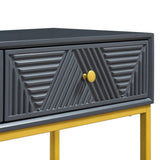 TREXM Modern Sleek Console Table Two Drawers with Stripe Design for Living Room and Entryway N715P201976E