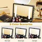 ZNTS Portable Makeup Case with LED Mirror Travel Makeup Bag Cosmetic Organizer Box with Locks, Brush W1550P163305