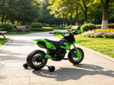 12V Kids Motorcycle 2 x 35W Electric Dirt Bike with Training Wheels Rear Suspension Horn Green 08853533
