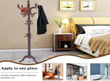 Freestanding Wooden Coat Rack, Vintage Natural Birch Wood Coat Tree with Hooks, Sturdy Hall Tree for 71969527