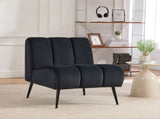 24.4" Wide Modern Upholstered Armless Chair with Black Metal Legs, Velvet Accent Chair for Living W3098P308779