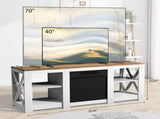 58 inch washed white cabinetbrown countertop double-sided cross fireplace cabinet 147.3 * 40 * 60 90961520