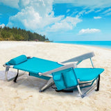 ZNTS 63*65*82cm Short Oxford Cloth Silver White Aluminum Tube Bearing 100kg Beach Chair Mint Green 97992974