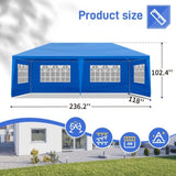 ZNTS 10'x20' Outdoor Party Tent with 6 Removable Sidewalls, Waterproof Canopy Patio Wedding Gazebo, Blue 53823303