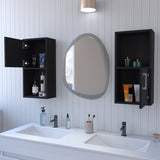 FM FURNITURE Dixie 2 bathroom medicine cabinets with storage with open shelf, Black B128P321073