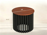 Mid-Century Modern Round Coffee Table, Natural Acacia Wood Side Table with Walnut Wood-Grain Finish, 40168579