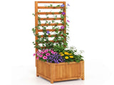2-in-1 Wooden Raised Garden Bed with Trellis, Efficient Drainage System for Climbing Plants & 60342727