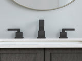 Matte Black Widespread Bathroom Faucet, Waterfall Bathroom Faucets for Sink 3 Hole, 2-Handles Modern 17348866