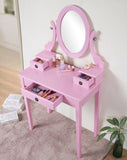 ZNTS Moniys Wood Moniya Makeup Vanity Table and Stool Set, Pink T2574P163831