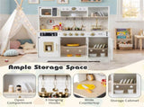 Kids Wooden Play Kitchen with Realistic Lights & Sounds, Pretend Ice Maker & Storage for Toddlers 24368819