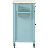 Kitchen Island Cart with 4 Door Cabinet and Two Drawers and 2 Locking Wheels - Solid Wood Top, 78818637