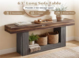 63" Long Narrow Entryway Table with Anti-Tip Safety, Farmhouse Sofa Console Table with 2-Tier 60476071