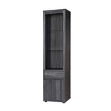 ZNTS Modern Wine Showcasing Cabinet with Two Glass Shelves and Storage Cabinet in Distressed Grey B107130913