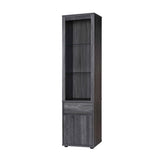 Modern Wine Showcasing Cabinet with Two Glass Shelves and Storage Cabinet in Distressed Grey B107130913