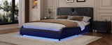 Queen Size Luxurious Faux Leather Upholstered Platform Bed with Thickened Headboard, Bluetooth N701P241047B