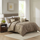 6 Piece Jacquard Comforter Set with Throw Pillows-King/Cal King B035P280389