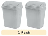 (2 pack) Kitchen Trash Can, 13 Gallon Plastic Garbage Bin with Swing Top Lid, Light Gray 60737830
