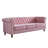 Chesterfield Velvet Sofa 84.65 inch for Living Room PINK Color W579104834