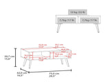 Coffee Table, 2 Shelves, 4 legs, White / Natural Oak B097P262371