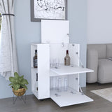 Glasgow Bar Cart Two Pull-Down Door Cabinets and Two Open Shelves B200P173174