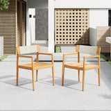 CREATIVE BRAIDED ACACIA WOOD OUTDOOR TABLE AND CHAIRS WITH ARMRESTS, SUITABLE FOR OUTDOOR N770P269704W
