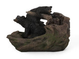 22.0" High DATONA FOUNTAIN Outdoor Weather Resistant Floor Fountain with Light, Light Brown Black 71778.00LBLK