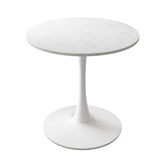 ZNTS 32"Modern Round Dining Table with Printed White Marble Table Top,Metal Base Dining Table, End Table W75764013