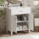 ZNTS 30-inch bathroom vanity with ceramic basin, soft close door and adjustable shelves N729P173380K