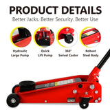 ZNTS Hydraulic trolley Low Profile and Steel Racing Floor Jack with Piston Quick Lift Pump,3Ton W1239115447