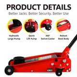 ZNTS Hydraulic trolley Low Profile and Steel Racing Floor Jack with Piston Quick Lift Pump,3Ton 58084364